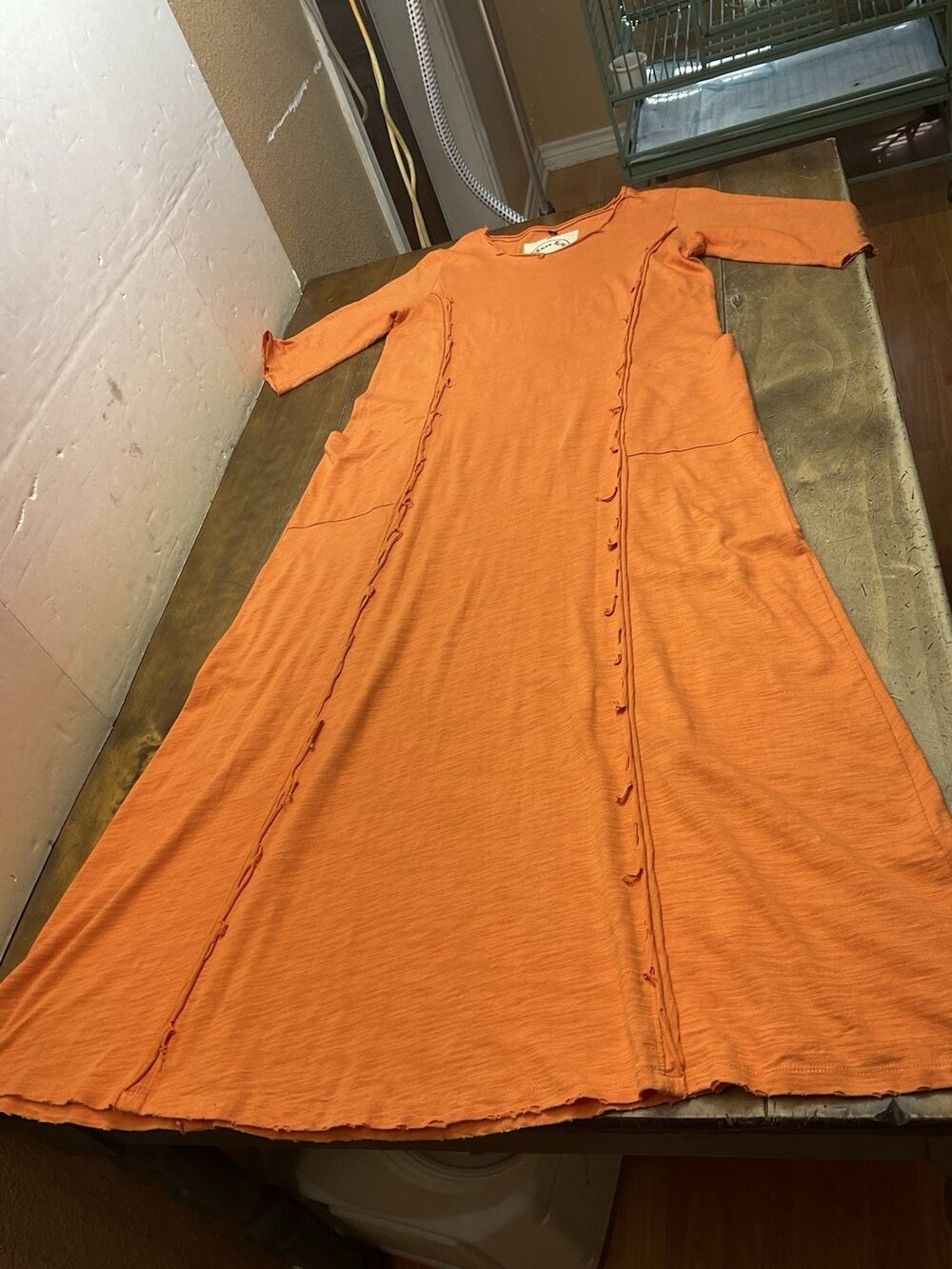 A Rare Bird Orange Maxi Dress Pockets Size S/M